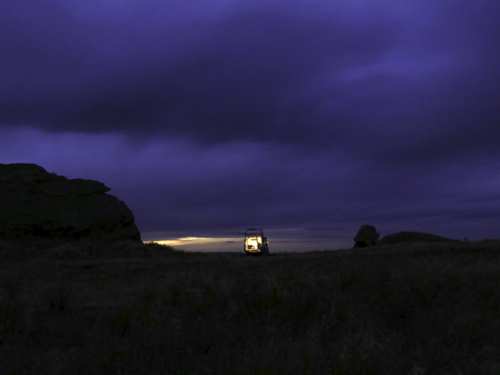 Candle lit camper truck