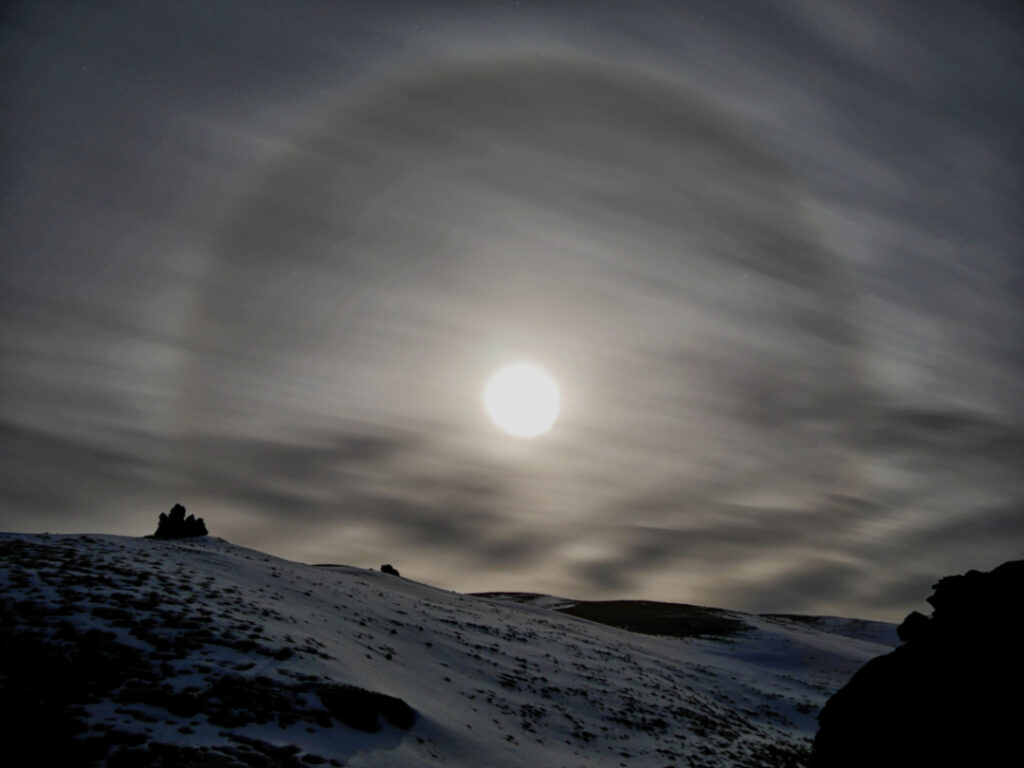Full moon, Snow Farm cross ski area, New Zealand