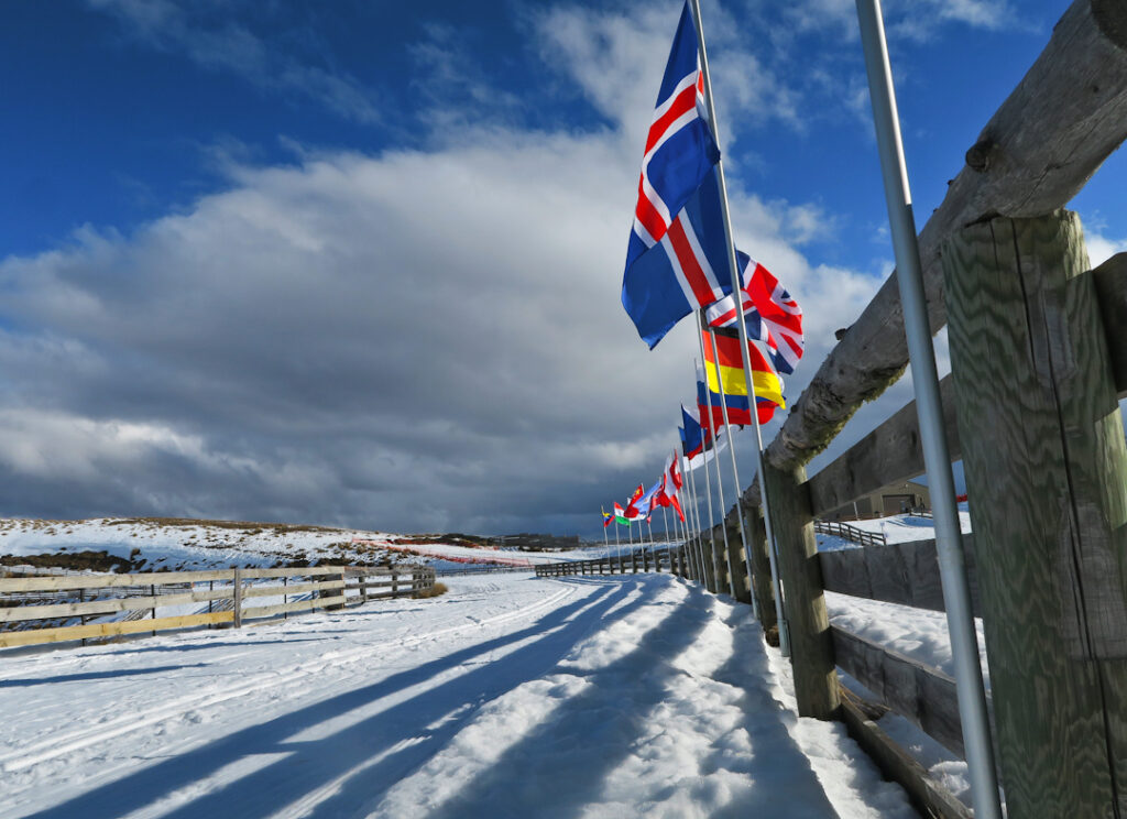 Flags, Snow Farm cross ski area, New Zealand