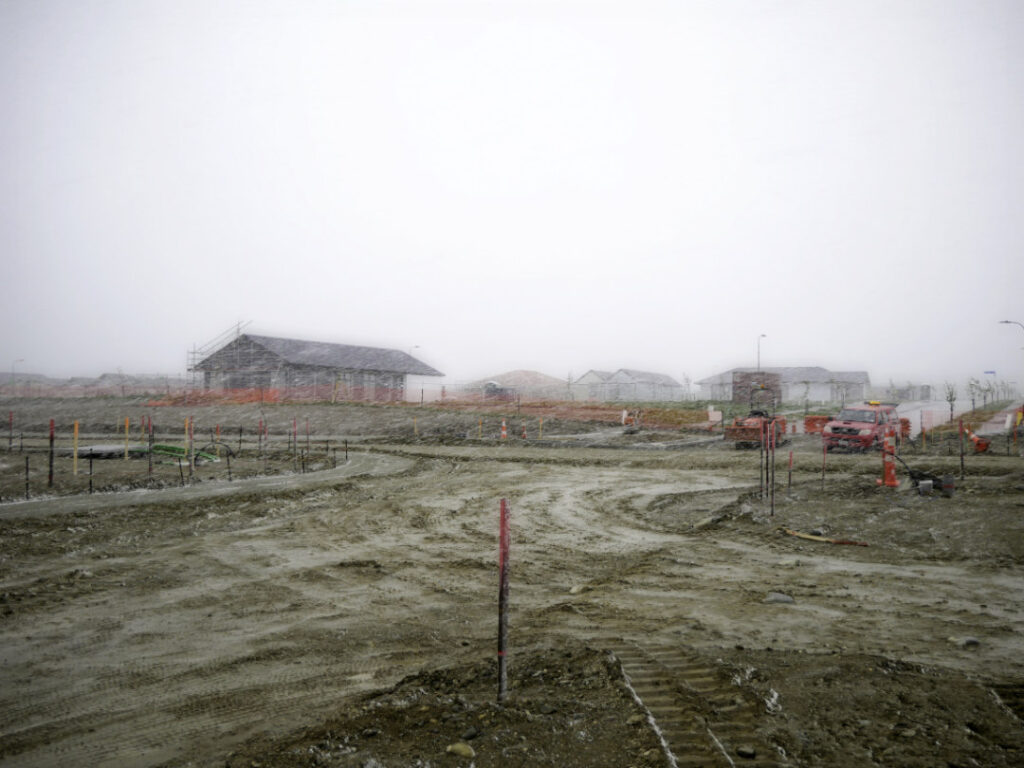 Hanleys subdivision in a snowstorm, near Queenstown New Zealand.