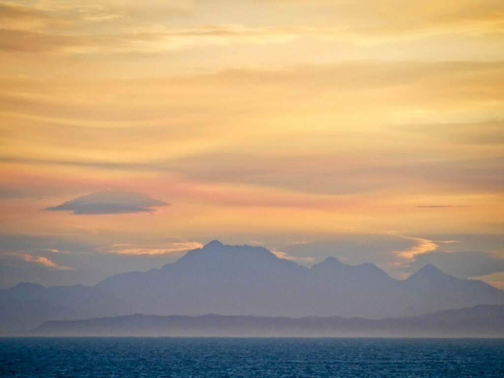 Cook Strait sunset. New Zealand. Looking at the South Island