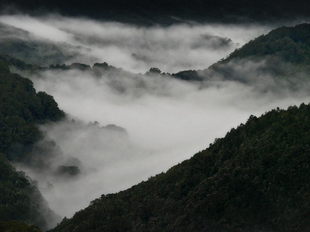 Silver Peaks near Dunedin. Wreathed in cloud